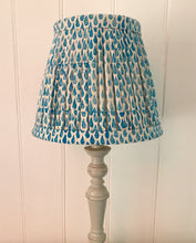 Load image into Gallery viewer, 25cm Pleated Blue Lampshade - Hand Block Printed Blue