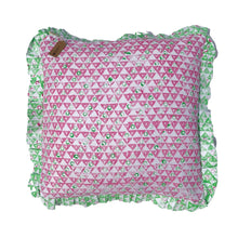 Load image into Gallery viewer, Hand Block Printed Frilly Cushion - 50 x 50cm