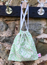 Load image into Gallery viewer, Hand Block Printed, Green Drawstring Bag - Small