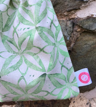 Load image into Gallery viewer, Hand Block Printed, Green Drawstring Bag - Small