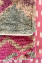 Load image into Gallery viewer, Pastel Pink & Blue Velvet Ikat Clutch Bag