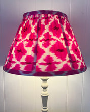 Load image into Gallery viewer, 46cm Pleated Pink Ikat Lampshade - Hot Pink & White