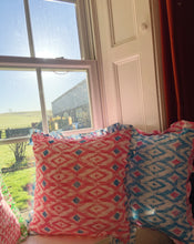 Load image into Gallery viewer, Hand Block Printed Frilly Cushion - 50 x 50cm