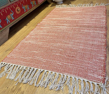Load image into Gallery viewer, 60cm x 90cm Rust Red Hand Loomed Soft Cotton Rug