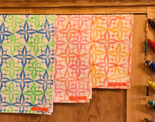 Load image into Gallery viewer, Cotton Tea Towel - Red & Pink Hand Printed