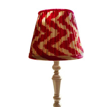 Load image into Gallery viewer, 25cm Gathered Lampshade - Ikat Hot Pink Silk