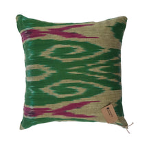 Load image into Gallery viewer, Green Ikat Cotton Cushion - 35 x 35cm