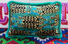 Load image into Gallery viewer, Velvet Ikat Fringe Cushion
