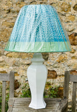 Load image into Gallery viewer, 57cm Green &amp; White Zig- Zag Sari Pleated Lampshade
