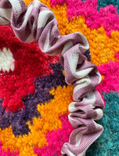 Load image into Gallery viewer, Small Ikat Silk Scrunchie Headband - Purple &amp; White
