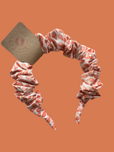Load image into Gallery viewer, Cotton Scrunchie Headband - Orange Raindrop Hand Printed
