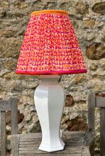 Load image into Gallery viewer, 41cm Pleated Sari Orange &amp; Pinks Lampshade
