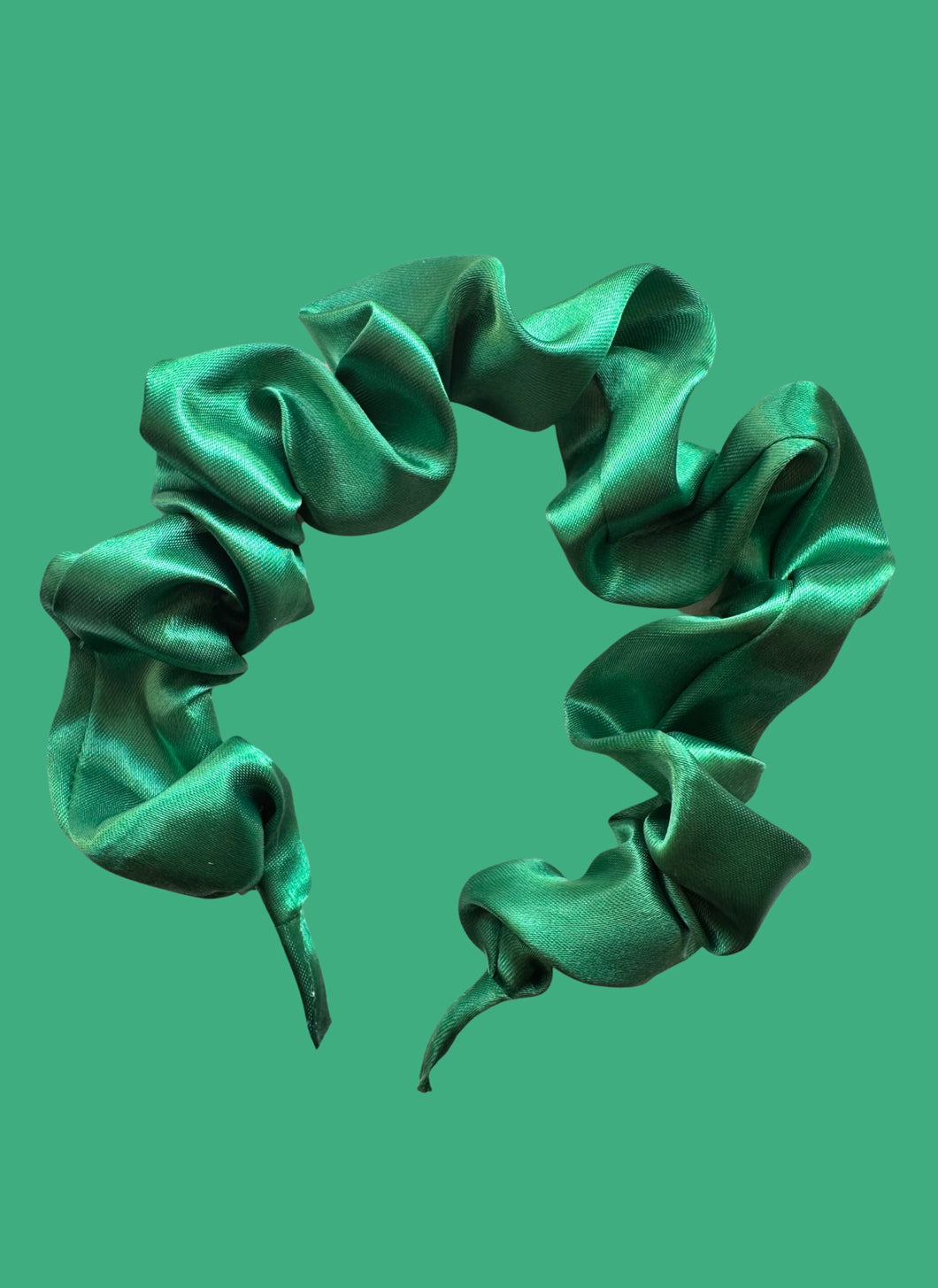 Satin Scrunchie Headband - Green
