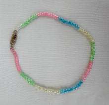Load image into Gallery viewer, Beaded Bracelet- Cream, Blue, Pink &amp; Green 🤍🩵🩷💚
