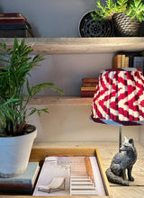 Load image into Gallery viewer, 25cm Pleated Rust Red Zig- Zag Ikat Silk Lampshade
