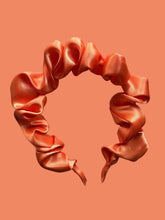 Load image into Gallery viewer, Satin Scrunchie Headband - Coral Orange
