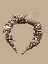 Load image into Gallery viewer, Cotton Scrunchie Headband - Handprinted Brown RaindropCotton

