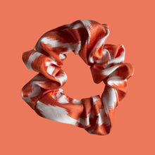 Load image into Gallery viewer, Orange Silk Ikat Scrunchie
