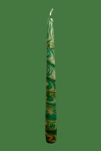 Load image into Gallery viewer, Dip Dye Dinner Candle - Green &amp; Gold
