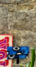Load image into Gallery viewer, Velvet Ikat Clutch Bag - Navy Turkish Eye
