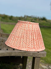 Load image into Gallery viewer, 41cm Pleated Coral Lampshade - Hand Block Printed Coral Orange
