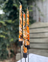 Load image into Gallery viewer, Dip Dye Dinner Candle - Black, Gold &amp; Orange

