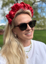 Load image into Gallery viewer, Satin Scrunchie Headband - Coral Red
