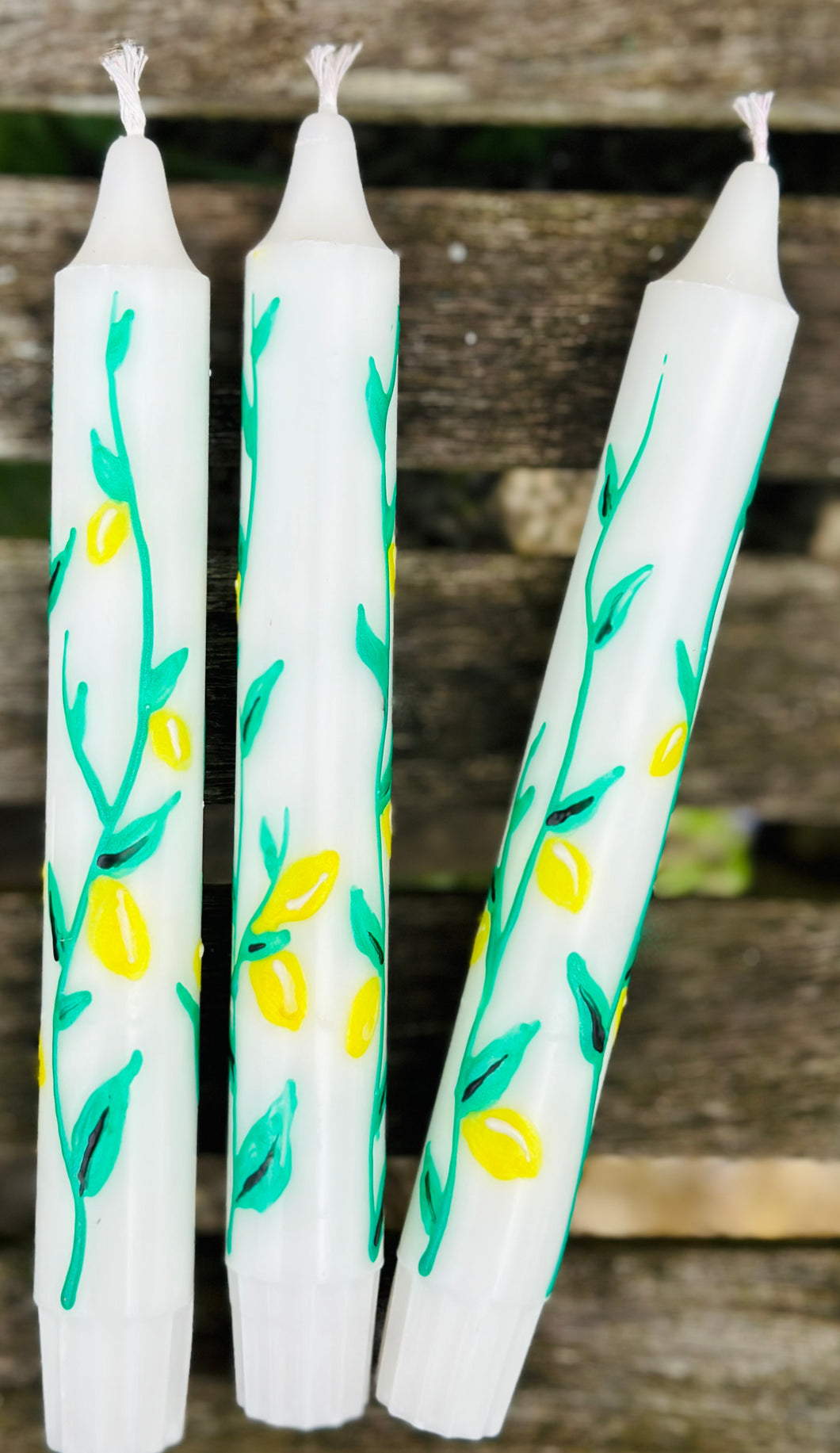 Hand Painted Lemon Candles