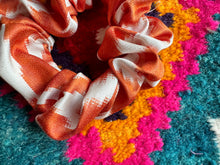 Load image into Gallery viewer, Orange Silk Ikat Scrunchie
