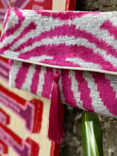 Load image into Gallery viewer, Velvet Ikat Clutch Bag - Pink &amp; White
