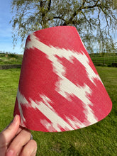 Load image into Gallery viewer, 20cm Red &amp; White Ikat Cotton Lampshade
