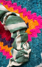 Load image into Gallery viewer, Cotton Ikat Scrunchie Headband - Green &amp; Beige

