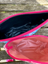 Load image into Gallery viewer, Wash Bag - Hand Block Printed Blue with Pink Zip
