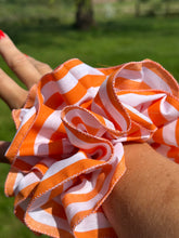 Load image into Gallery viewer, Limited Edition Frilly Orange &amp; White Scrunchie
