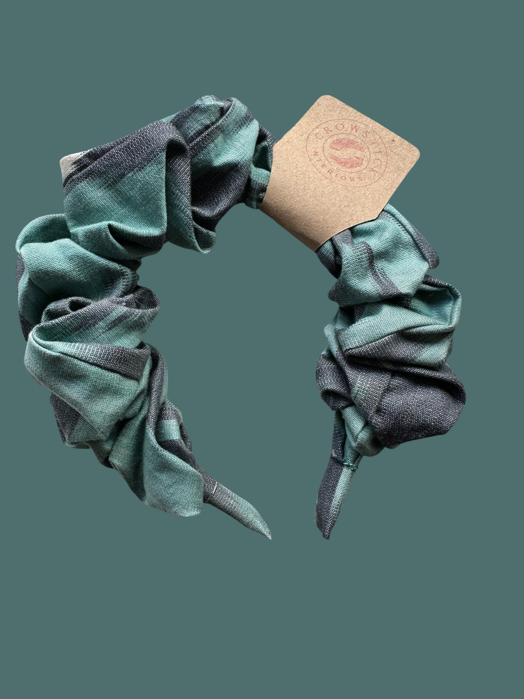 Super Ikat Cotton Scrunchie Headband - Shades of Turquoise