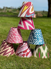 Load image into Gallery viewer, 20cm Pink Ikat Lampshade - Pink &amp; White Ikat Silk
