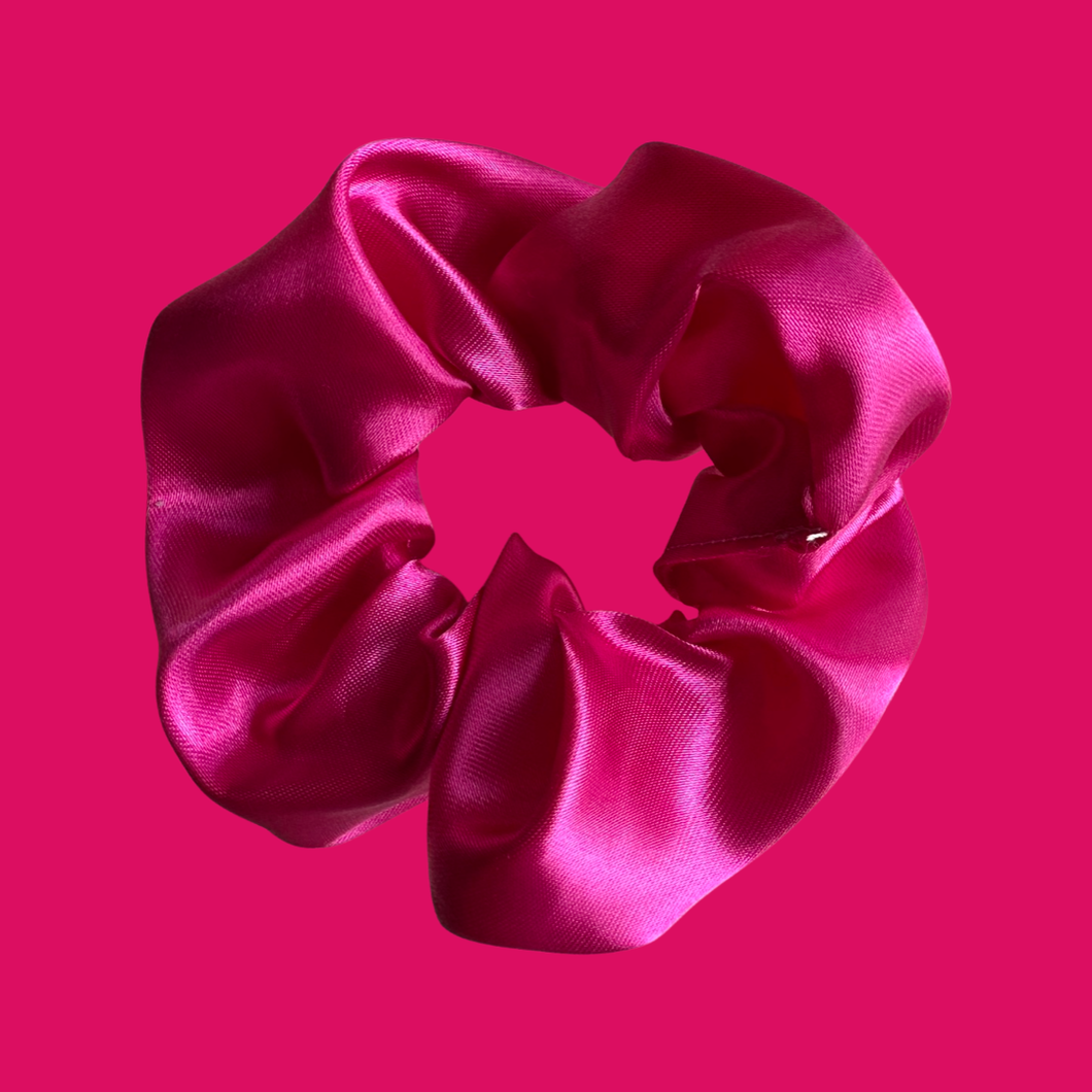Hot Pink Satin Scrunchie