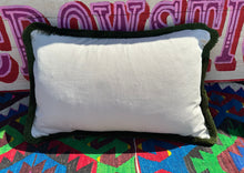 Load image into Gallery viewer, Velvet Ikat Fringe Cushion - Zebra 🦓

