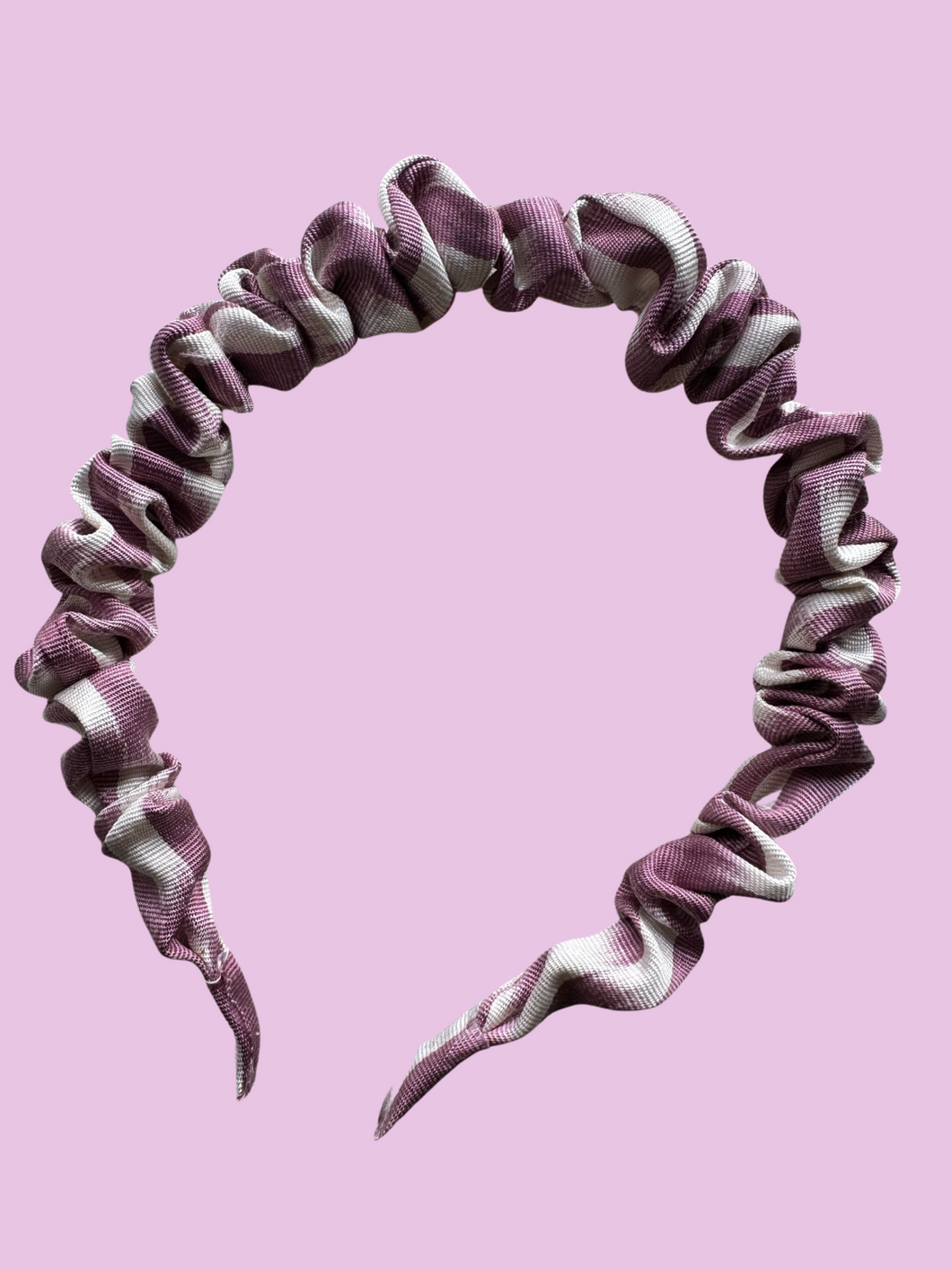 Small Ikat Silk Scrunchie Headband - Purple & White