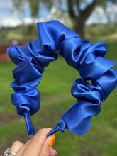 Load image into Gallery viewer, Satin Scrunchie Headband - Cobalt Blue
