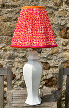 Load image into Gallery viewer, 41cm Pleated Sari Orange &amp; Pinks Lampshade
