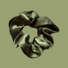 Load image into Gallery viewer, Olive Green Satin Scrunchie
