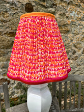Load image into Gallery viewer, 41cm Pleated Sari Orange &amp; Pinks Lampshade
