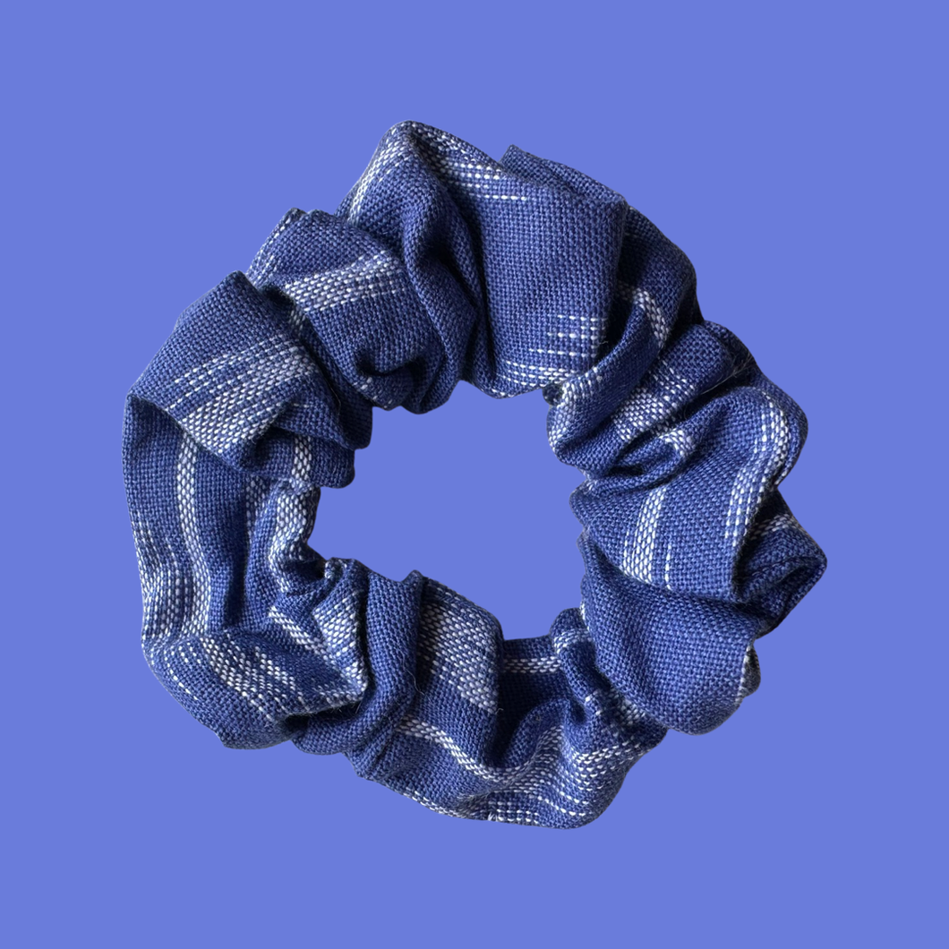 Blue Ikat Cotton Scrunchie