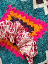 Load image into Gallery viewer, Cotton Scrunchie Headband - Maroon Pink Hand Printed
