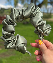 Load image into Gallery viewer, Satin Scrunchie Headband - Olive
