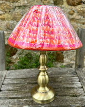 Load image into Gallery viewer, 26cm Pleated Red &amp; Orange Sari Pleated Lampshade
