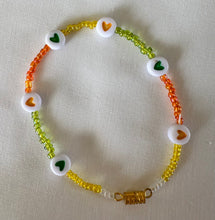 Load image into Gallery viewer, Beaded Bracelet- Summer Hearts 🧡💛💚
