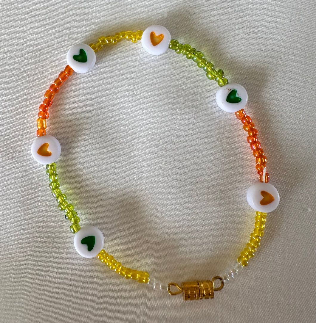 Beaded Bracelet- Summer Hearts 🧡💛💚