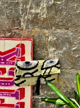 Load image into Gallery viewer, Velvet Ikat Clutch Bag - Gold Turkish Eye
